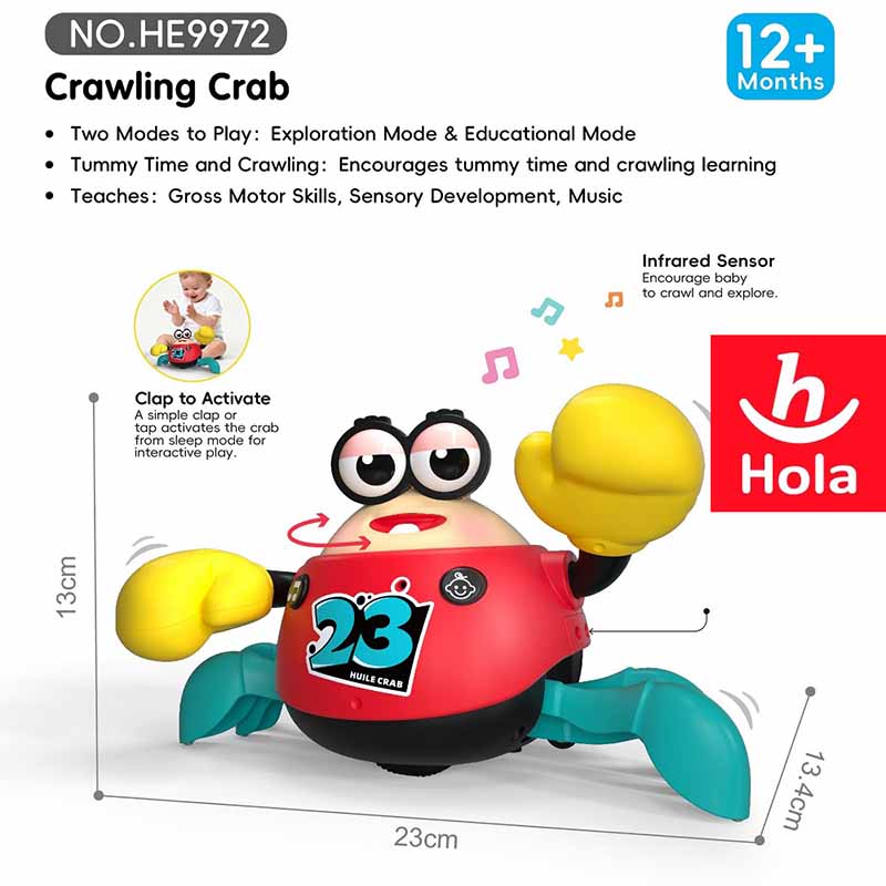 خرچنگ متحرک آموزشی و تعاملی هولا Hola Crawling Crab HE 9972 | موزیکال و چراغ‌دار